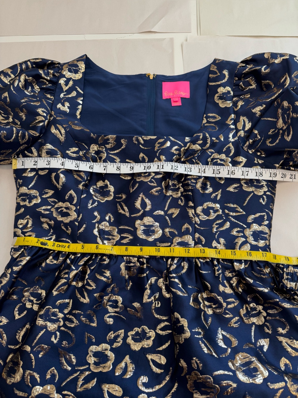 Lilly Pulitzer Kasslyn Puff Sleeve Floral Jacquard Dress Belt Party Wedding 12 - Picture 7 of 9